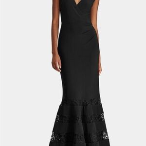 Lauren Ralph Lauren Elegant Black Lace Evening Gown NWT Size 12